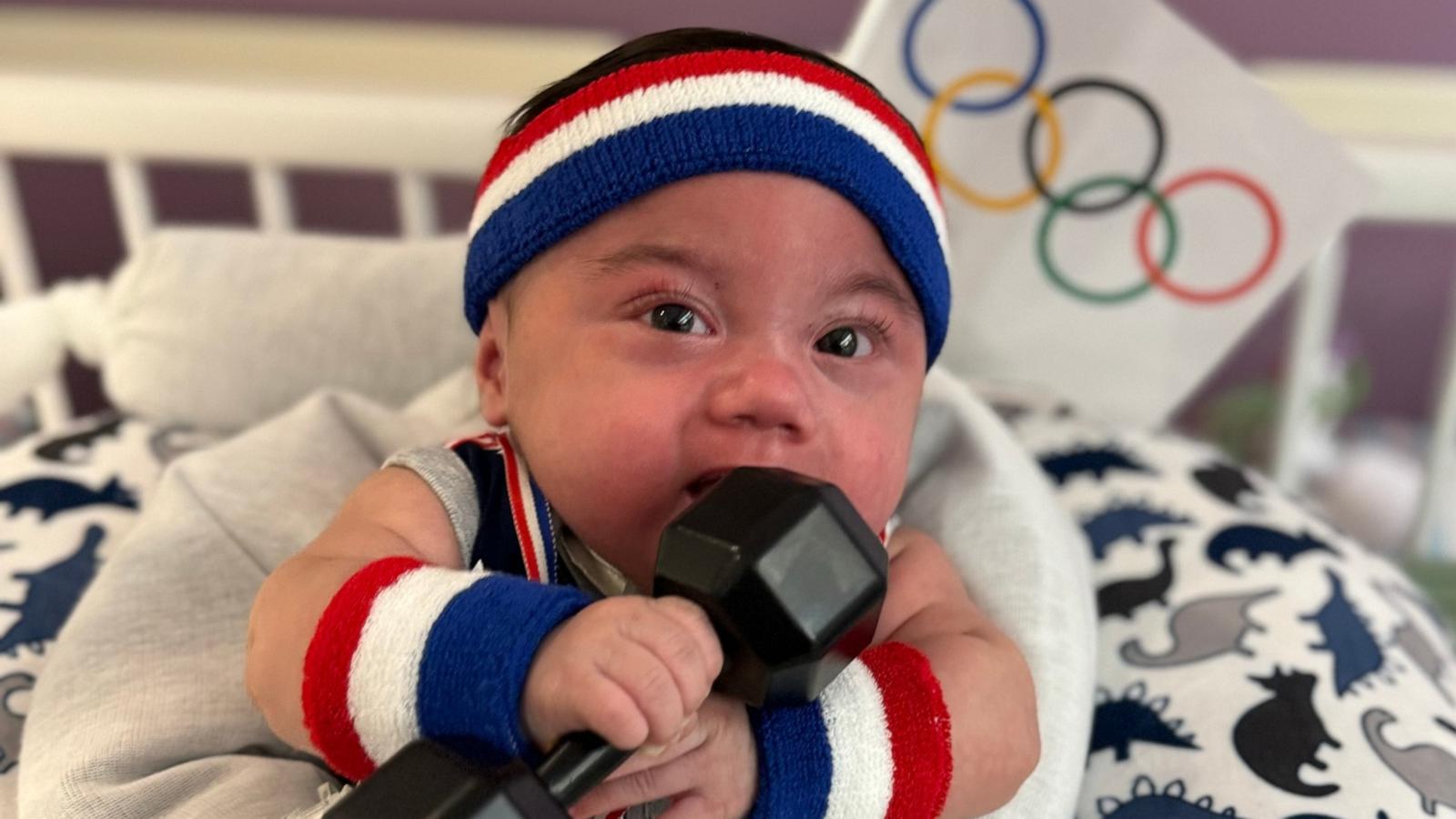 PHOTO: The babies at the neonatal intensive care units at Advocate Children’s Hospitals in Oak Lawn, Ill. and Park Ridge, Ill., are ready to cheer on athletes during the 2024 Paris Olympics.