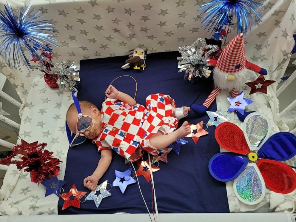 PHOTO: The babies at the neonatal intensive care units at Advocate Children’s Hospitals in Oak Lawn, Ill. and Park Ridge, Ill., are ready to cheer on athletes during the 2024 Paris Olympics.