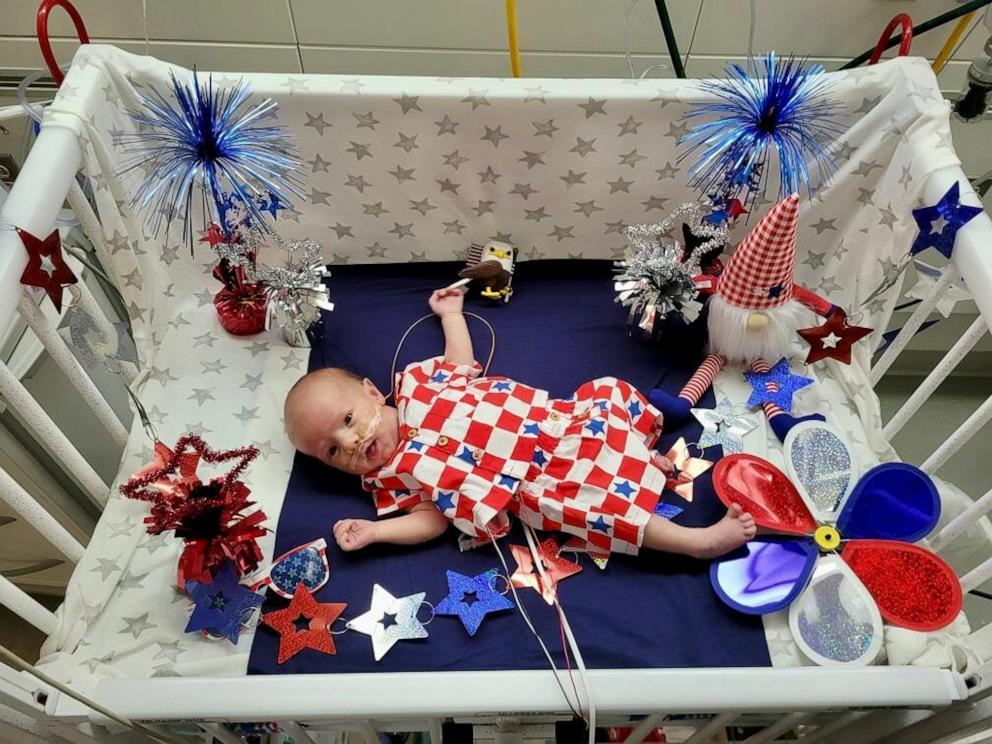 PHOTO: The babies at the neonatal intensive care units at Advocate Children’s Hospitals in Oak Lawn, Ill. and Park Ridge, Ill., are ready to cheer on athletes during the 2024 Paris Olympics.