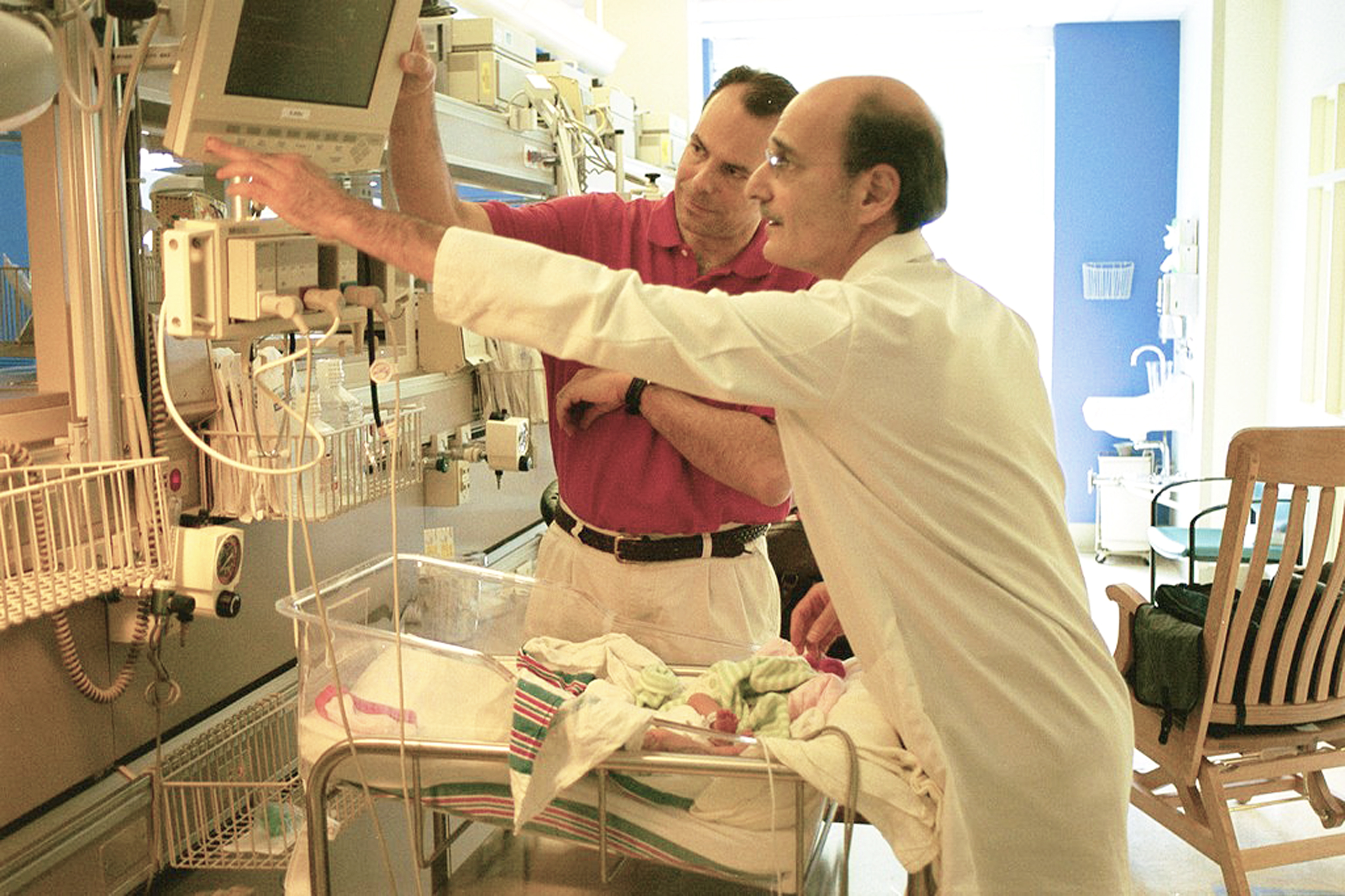 PHOTO: Dr. Jeffrey Perlman, director of newborn medicine and medical director of the NICU at NYP Komansky Children's Hospital and Weill Cornell, working in the unit.