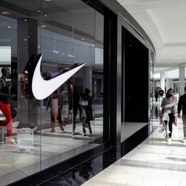 PHOTO: Shoppers walk past a Nike store in the King of Prussia Mall in King of Prussia, Pennsylvania, April 3, 2025.