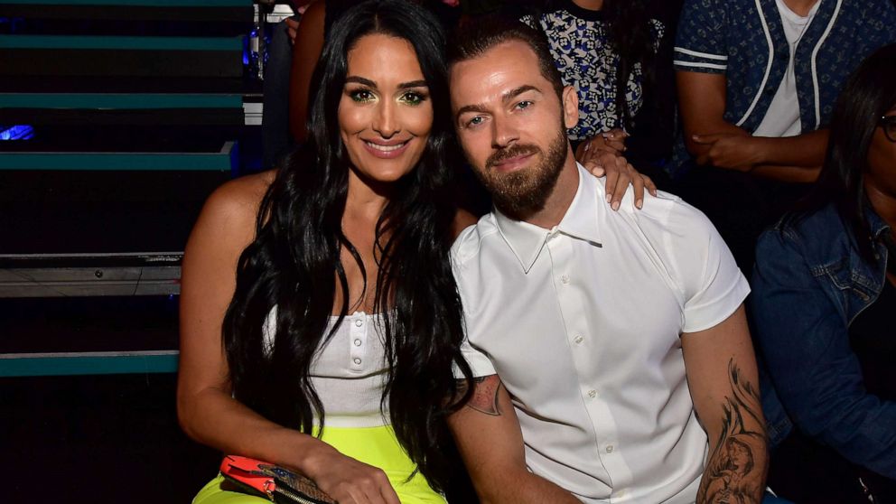PHOTO: In this July 11, 2019, file photo, Nikki Bella and Artem Chigvintsev attend an event in Santa Monica, Calif.