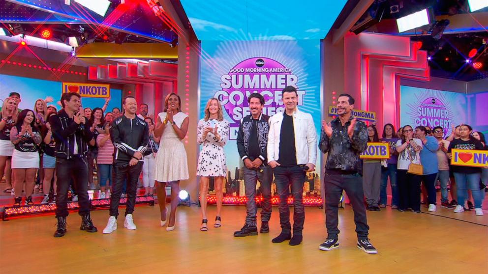 PHOTO: Members of New Kids on the Block perform on "Good Morning America" on June 12, 2025.