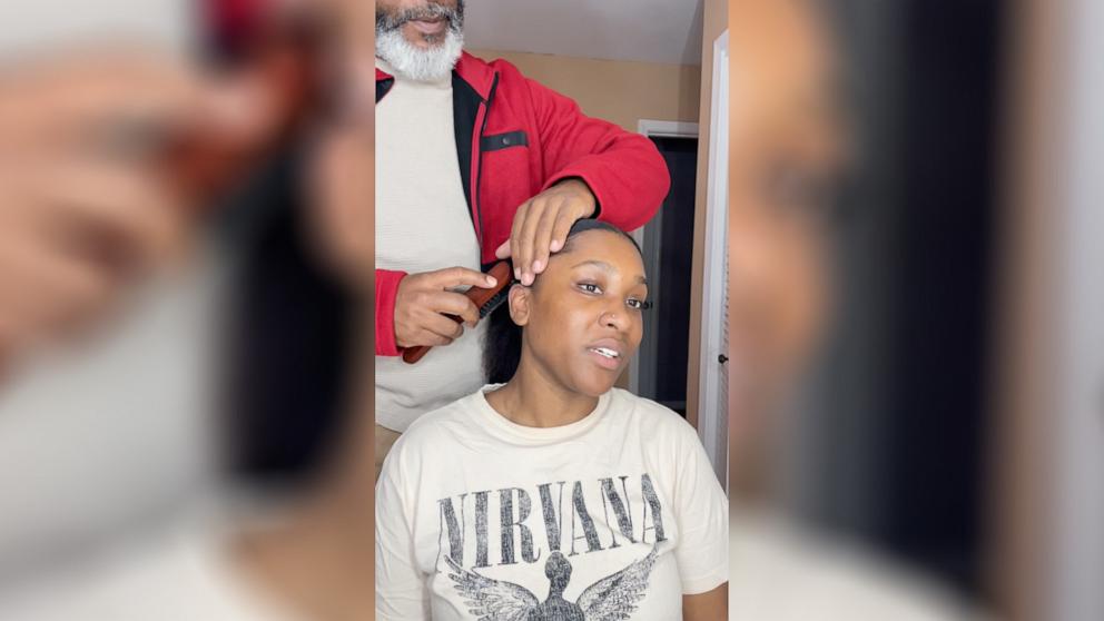 PHOTO: Taliah Noir was recording a new hair tutorial for her TikTok when her father Michael Noir checked in on her and started helping her style her hair. During the process, Michael Noir shared a sweet message with her that she caught on camera.