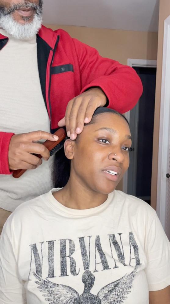 VIDEO: Dad gives daughter pep talk while styling her hair 
