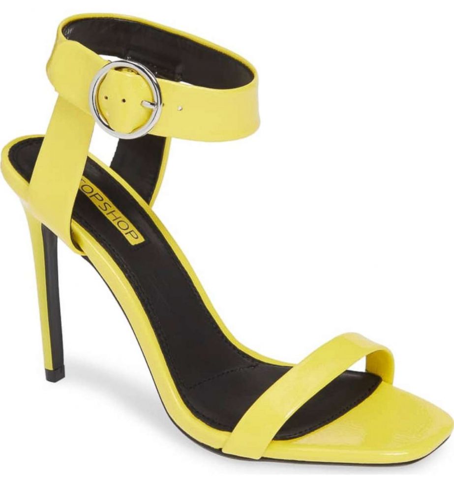 PHOTO: Plan your outfit from the bottom up with these eye-catching sandals. Yellow is still going strong for fall and we like these because they have a touch of fashion forward neon (a fall trend we're wearing in small doses). 