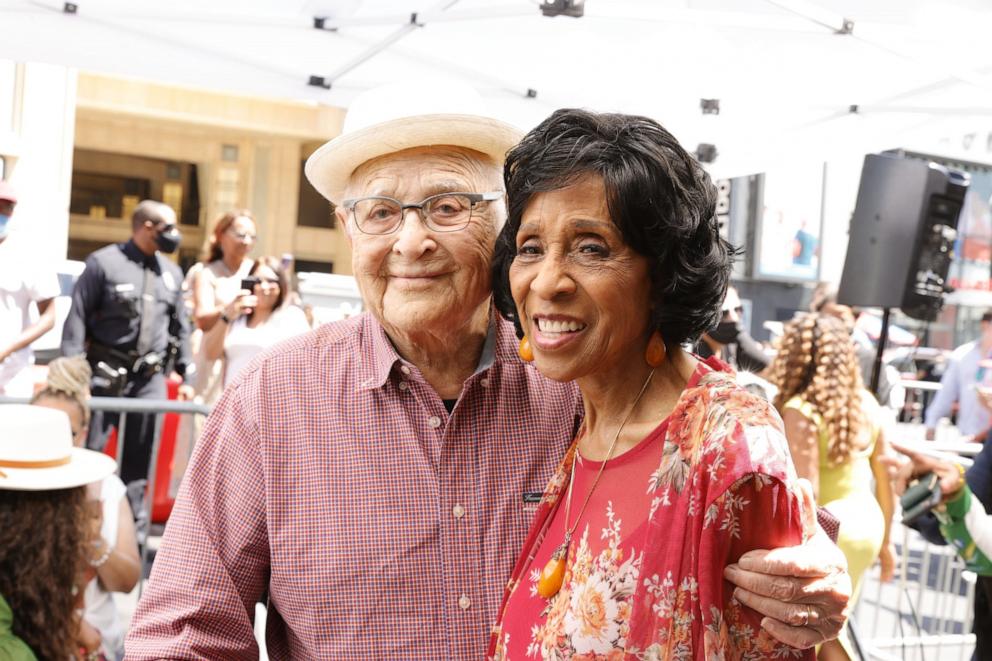 PHOTO: Norman Lear and Marla Gibbs attend the Hollywood Walk of Fame Star Ceremony honoring Marla Gibbs on July 20, 2021, in Hollywood, Calif.