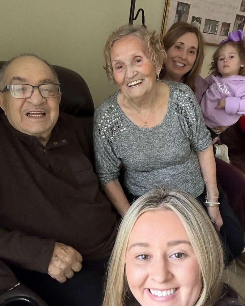 PHOTO: Norman and Maria Leo are pictured with their oldest daughter, Rose Chodnicki, their granddaughter Amanda Klingbail and great-granddaughter Gianna. The couple have five children, 16 grandchildren and two great-grandchildren.