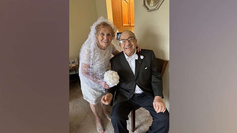 PHOTO: Maria and Norman Leo, both 91, married on Oct. 31, 1959. They dressed up as a bride and groom to celebrate their 64th wedding anniversary this week.