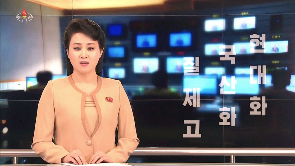 PHOTO: North Korean state broadcaster Korean Central Television has begun experimenting with modern storytelling devices and sometimes features a high-tech control room and 3D graphics.