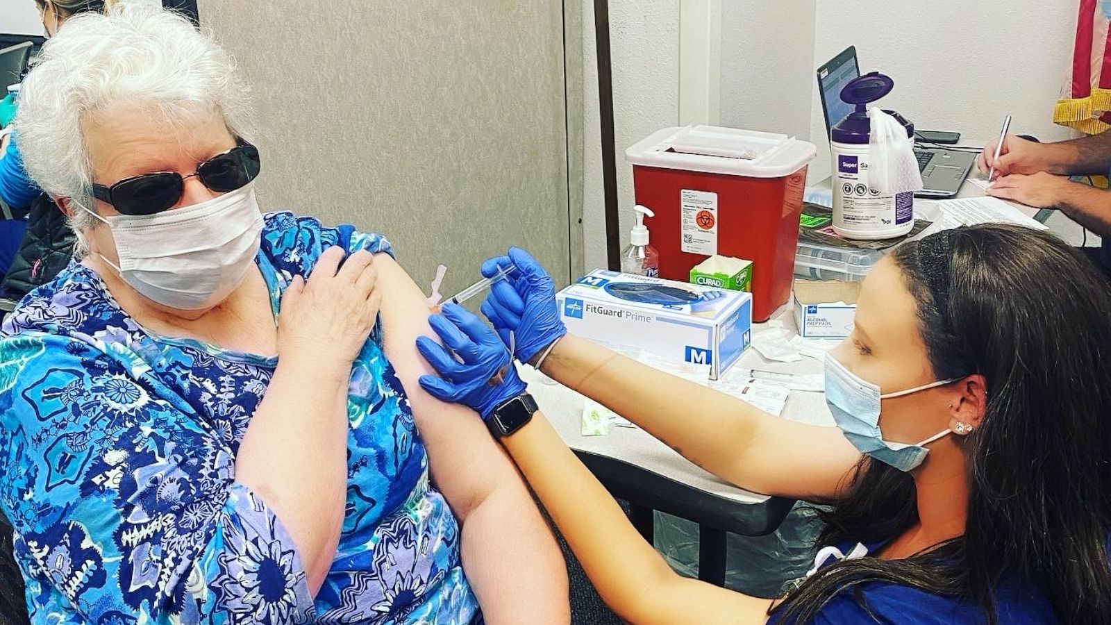 PHOTO: Megan Patterson, 32, is a neurology nurse at Bayfront Health St. Petersburg. In January and February, Patterson gave the first and second vaccine to her paternal grandmother, Susan Patterson, 80.