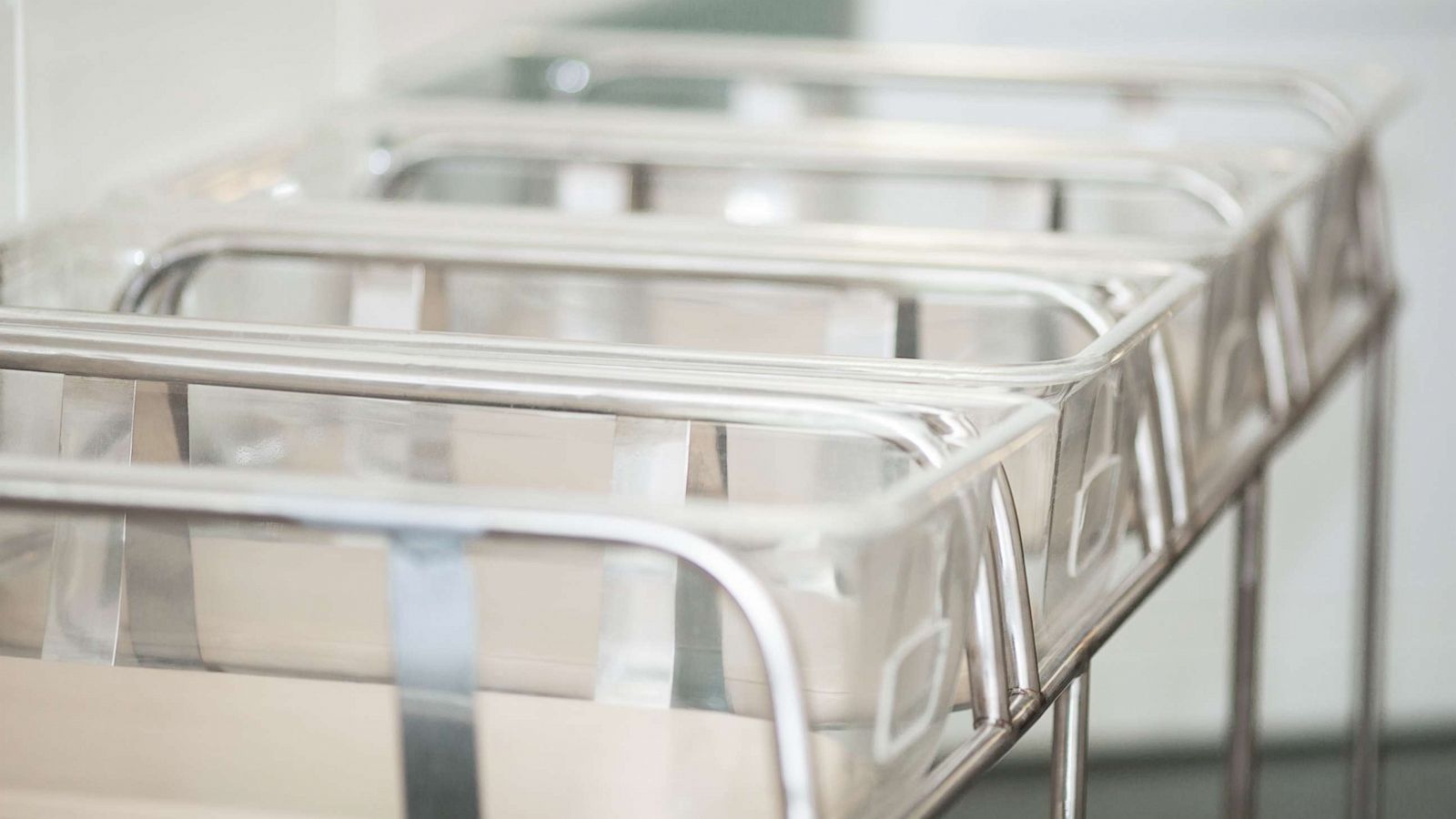 PHOTO: Empty baby cribs are seen in a maternity hospital.