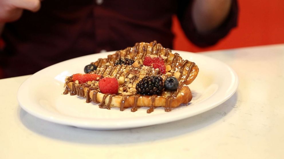 PHOTO: You can choose from bases including waffles, crepes, pancakes, and more with as many toppings as you want to make your own Nutella dish.