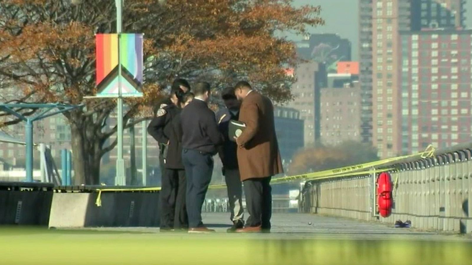 PHOTO: Police activity is seen at the sight where a woman was raped near Pier 45 along the Hudson River Park just off of W 10th Street in Greenwich Village, New York City, on Nov. 3, 2022.