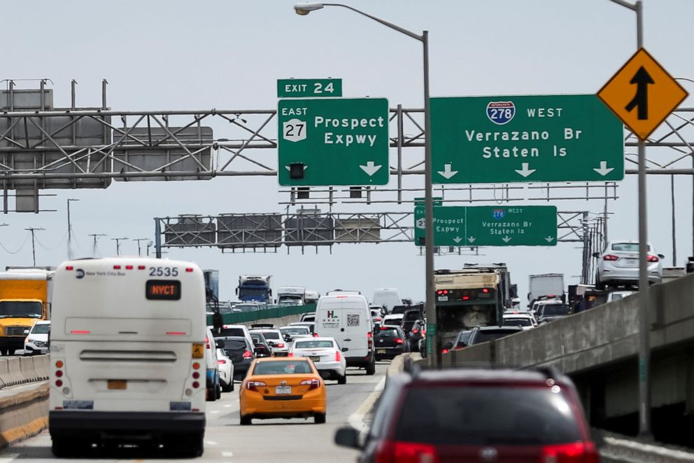 PHOTO: Traffic is seen on a highway ahead of the July 4th holiday, in New York, July 2, 2021.