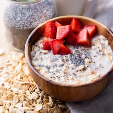 PHOTO: Stock photo of a healthy breakfast with oats, chia seeds and berries.