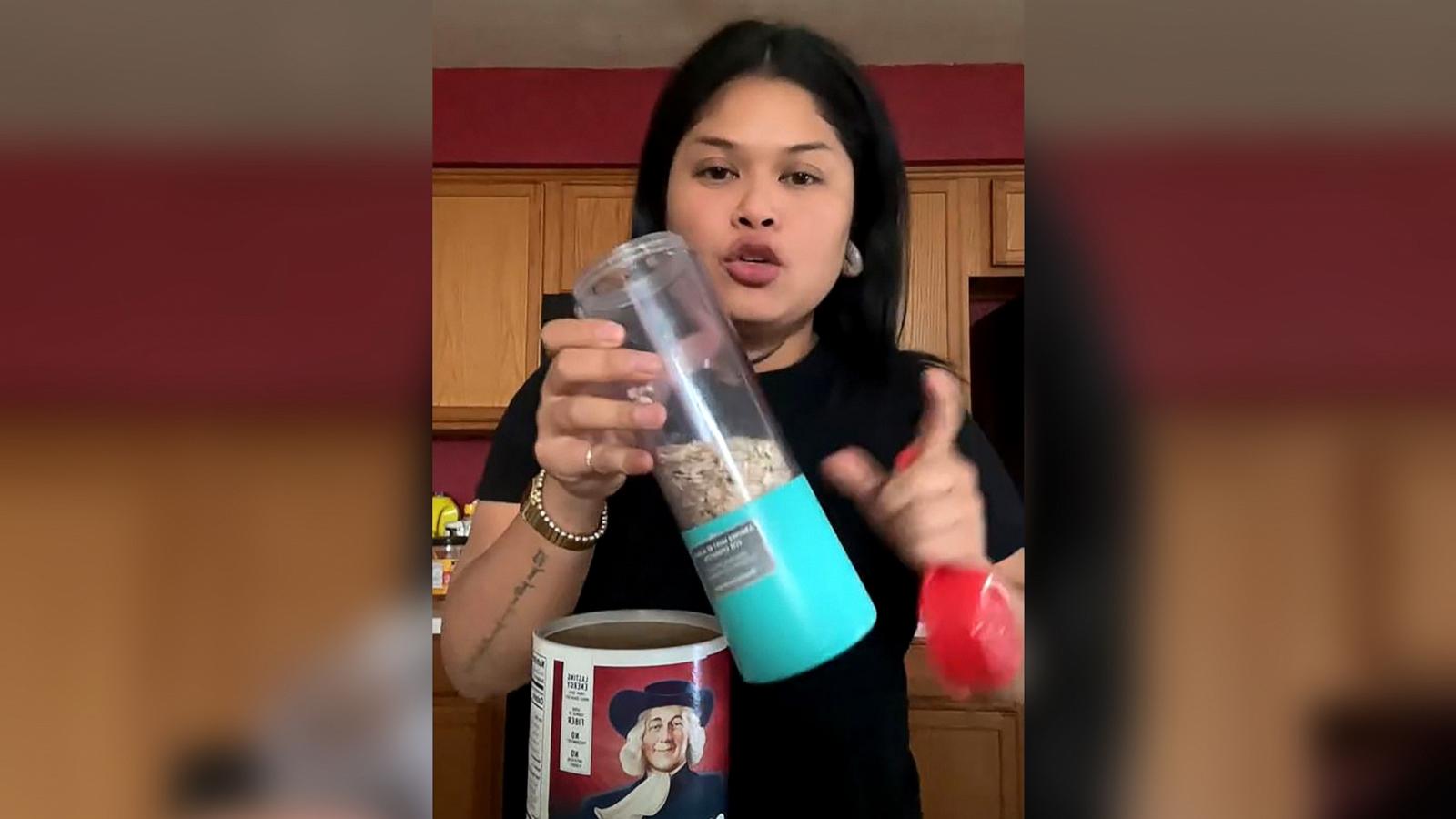 PHOTO: A video shared by TikTok user @withlove.renita shows her making an "oat-zempic" meal replacement drink.