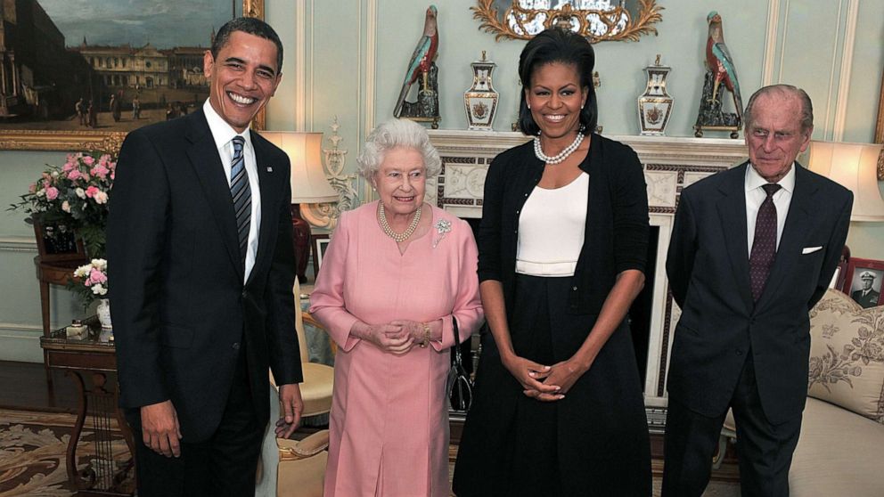 The queen of England meets U.S. presidents through the years.