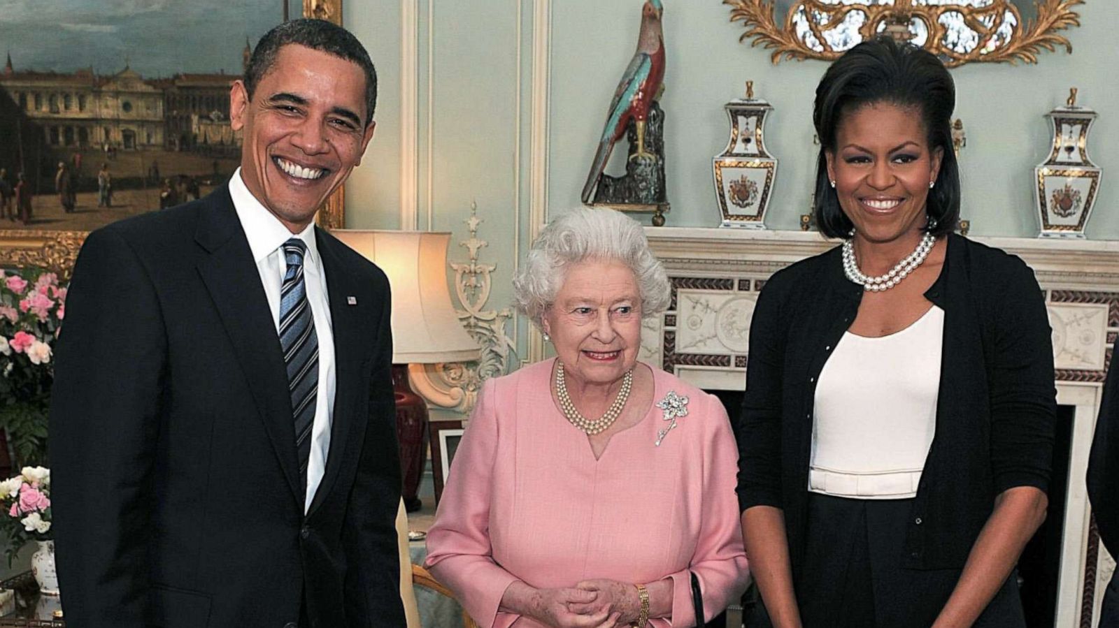 PHOTO: President Barack Obama and his wife, Michelle Obama talk with Queen Elizabeth II and Prince Philip, Duke of Edinburgh at a reception at Buckingham Palace, April 1, 2009, in London.