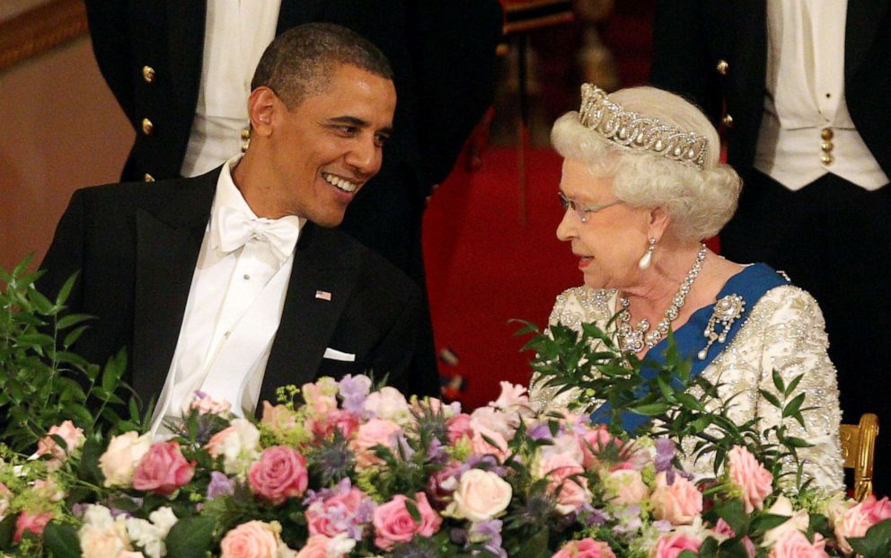 PHOTO: President Barack Obama and Queen Elizabeth II during a State Banquet in Buckingham Palace, May 24, 2011, in London.