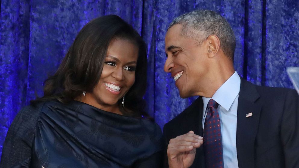 PHOTO: Former President Barack Obama and first lady Michelle Obama participate in the unveiling of their official portraits during a ceremony at the Smithsonian's National Portrait Gallery in Wasahington, Feb. 12, 2018.