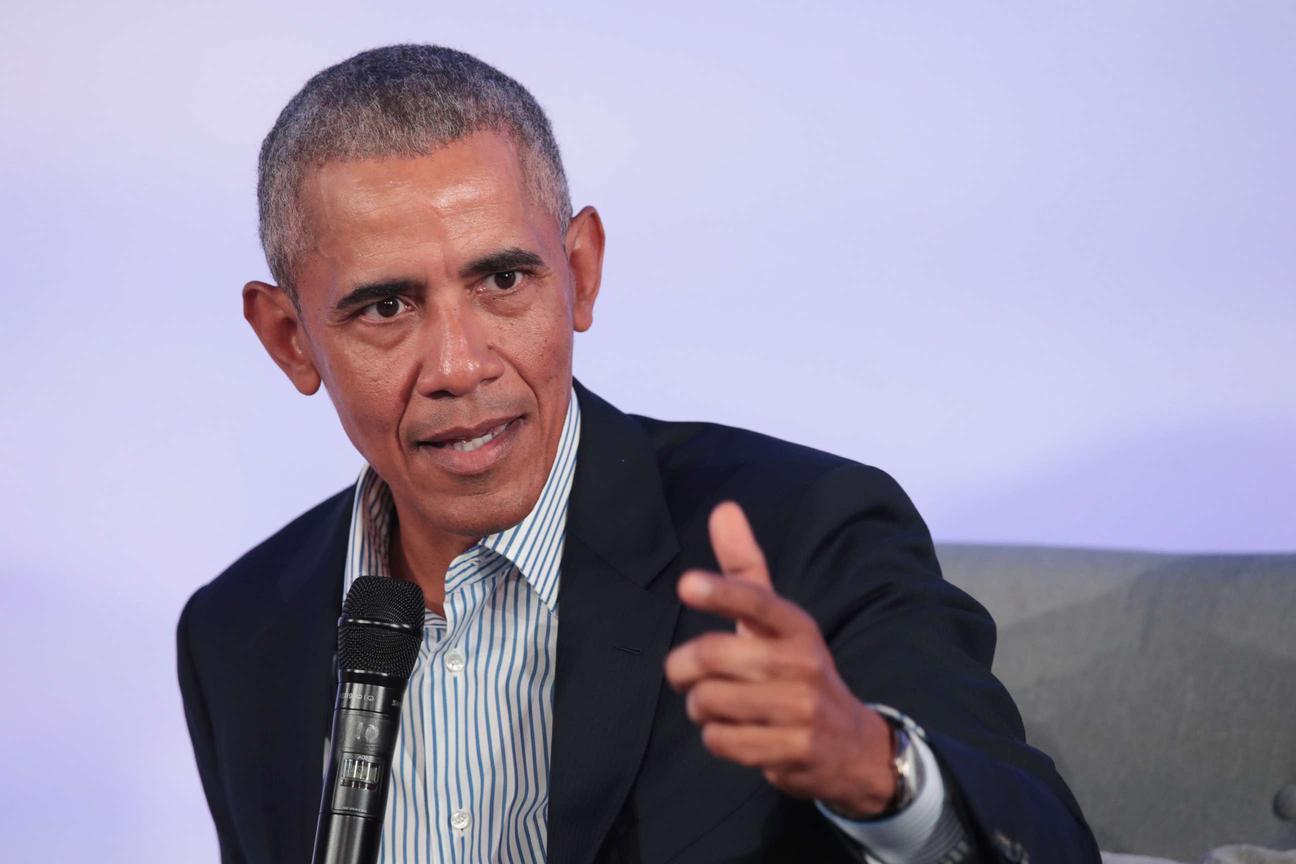 PHOTO: In this Oct. 29, 2019, file photo, former President Barack Obama speaks to guests at the Obama Foundation Summit on the campus of the Illinois Institute of Technology in Chicago.