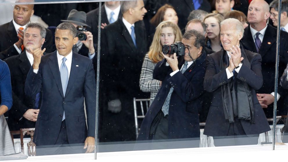 PHOTO: In this file photo, President Barack Obama is photographed by White House photographer Pete Souza, as Vice President Joe Biden looks on as parade entrants walk down Pennsylvania Avenue en route to the White House, Jan. 21, 2013, in Washington.