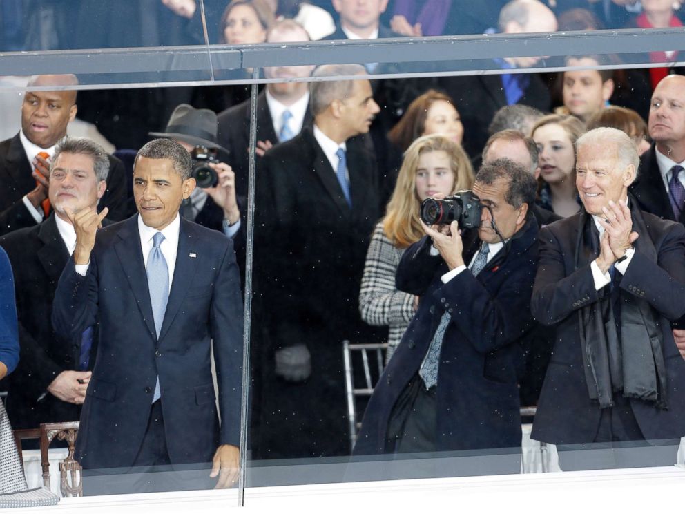 PHOTO: In this file photo, President Barack Obama is photographed by White House photographer Pete Souza, as Vice President Joe Biden looks on as parade entrants walk down Pennsylvania Avenue en route to the White House, Jan. 21, 2013, in Washington.