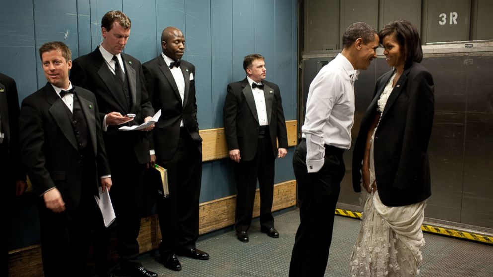 PHOTO: President Barack Obama and his wife Michelle, share a moment in a freight elevator on they way to one of the Inaugural Balls, Jan. 20, 2009, in Washington.