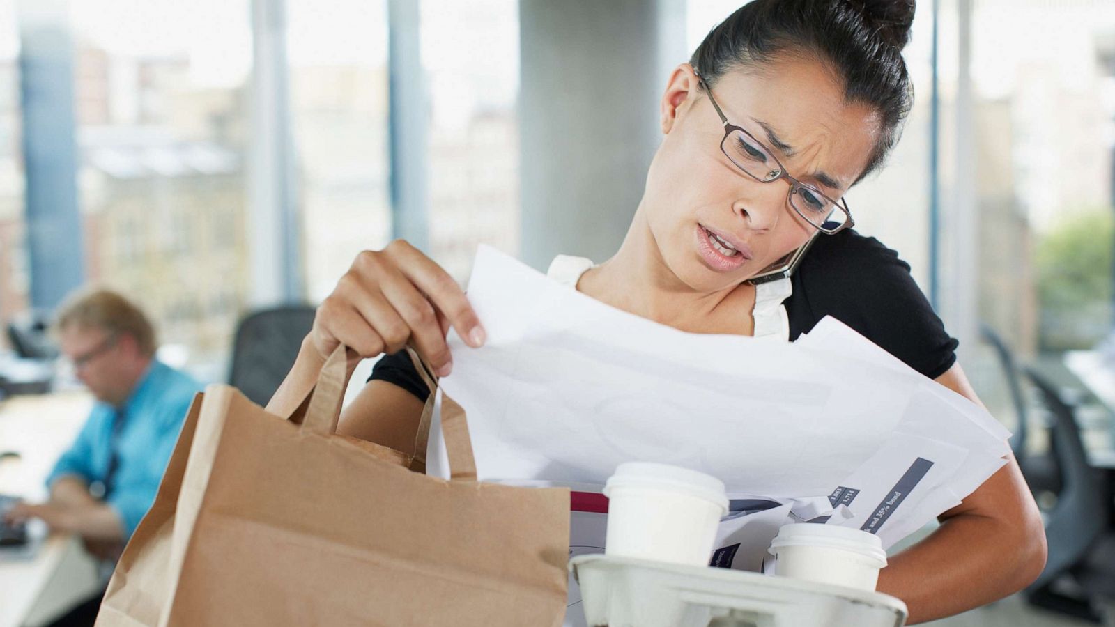 PHOTO: An office worker is trying to multitask in this undated file photo.