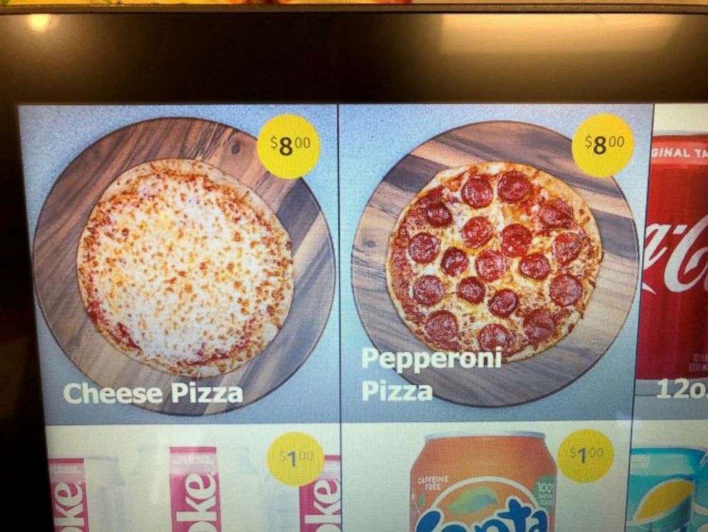 PHOTO: The order screen options on the Ohio State pizza ATM.