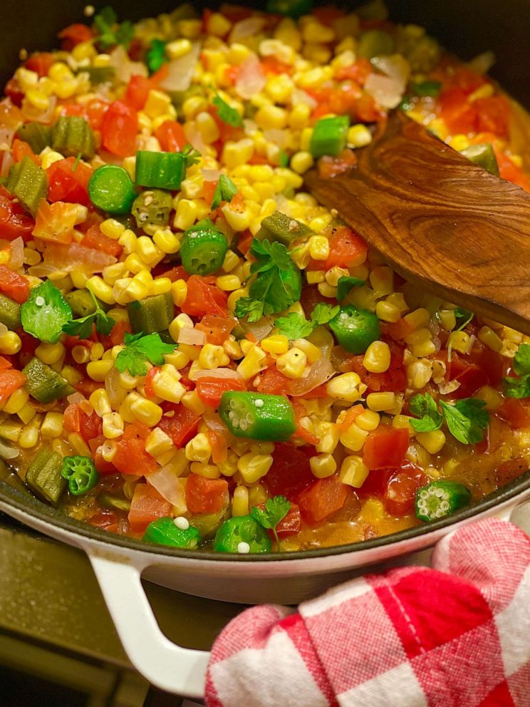 PHOTO: Patti LaBelle's okra, corn and tomato stew. 