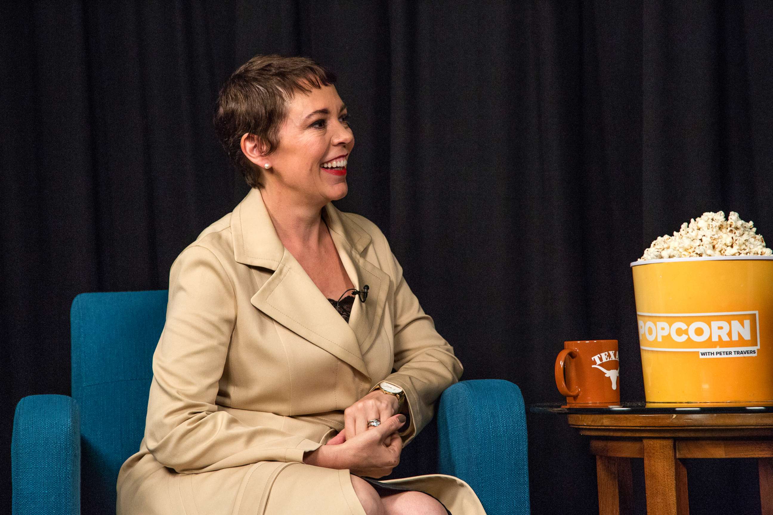 PHOTO: Olivia Colman appears on "Popcorn with Peter Travers" at ABC News studios, Sept. 28, 2018, in New York City.