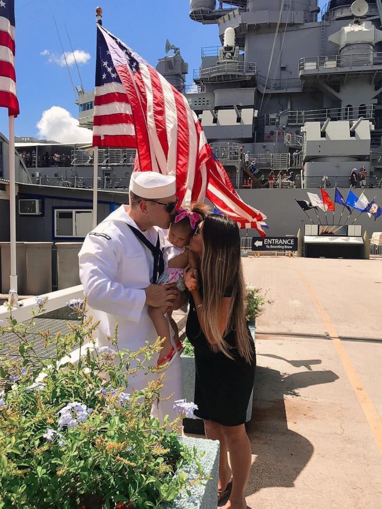 PHOTO: Willie Olson, pictured with his wife Ashley and daughter, was a servicemember in the U.S. Navy for six years.