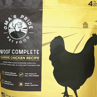 PHOTO: Oma's Pride of Avon, Connecticut, is voluntarily recalling one lot of Woof Complete Canine Chicken Recipe, 6 lb bag (Lot BB012729) because it is contaminated with Salmonella.