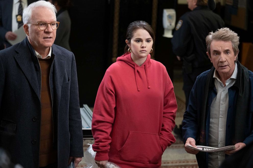 PHOTO: Steve Martin (Charles), Selena Gomez (Mabel) and Martin Short (Oliver) appear in "Only Murders in the Building" season 2, streaming on Hulu.
