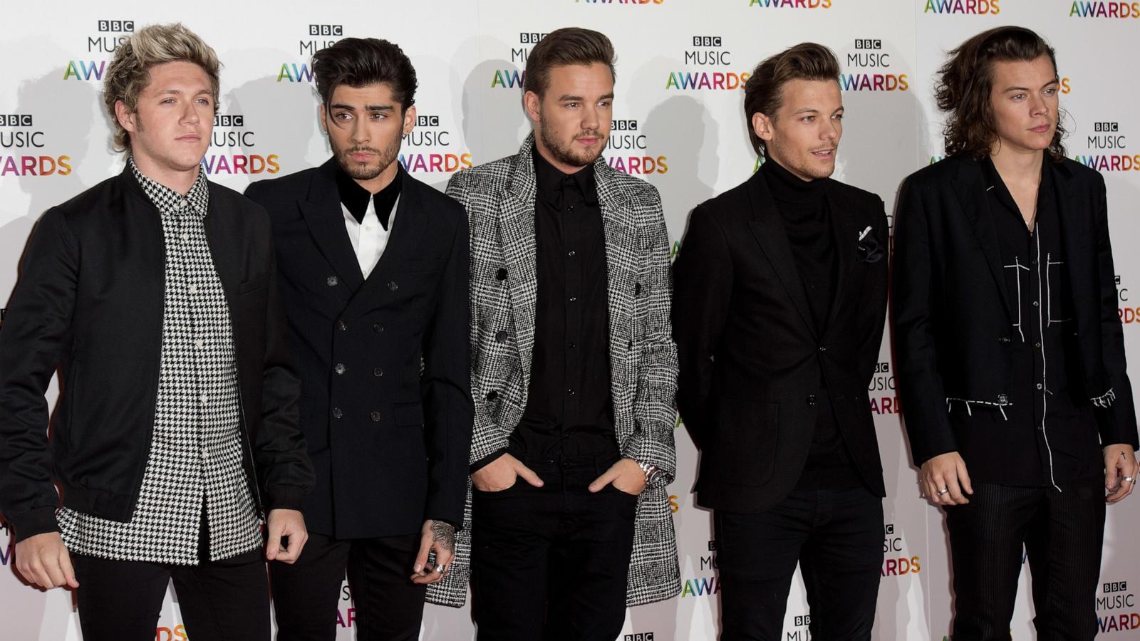 PHOTO: Niall Horan, Zayn Malik, Liam Payne, Louis Tomlinson and Harry Styles of One Direction arriving at the BBC Music Awards at Earls Court Arena in London, Dec. 11, 2014.