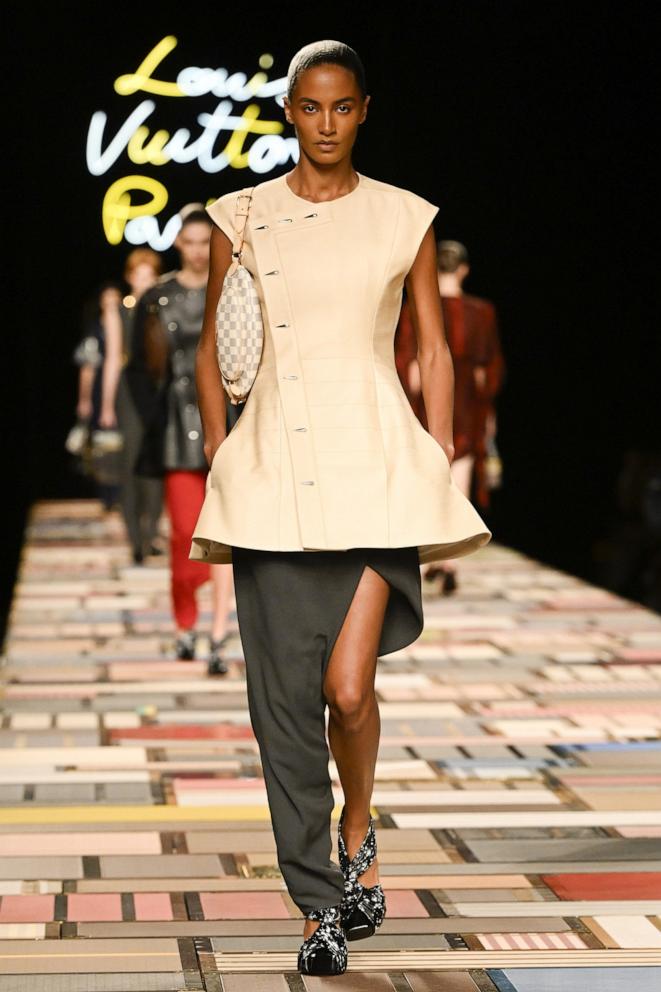 PHOTO: A model walks the runway during the Louis Vuitton Ready to Wear Spring/Summer 2025 fashion show as part of the Paris Fashion Week on Oct. 1, 2024, in Paris.