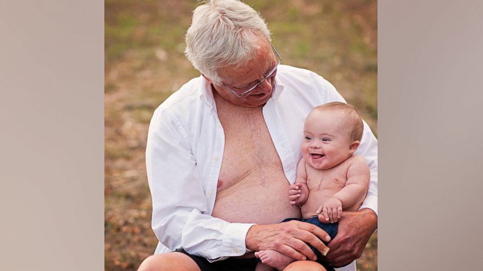 Jim Simpson and his grandson James O'Leary are pictured.