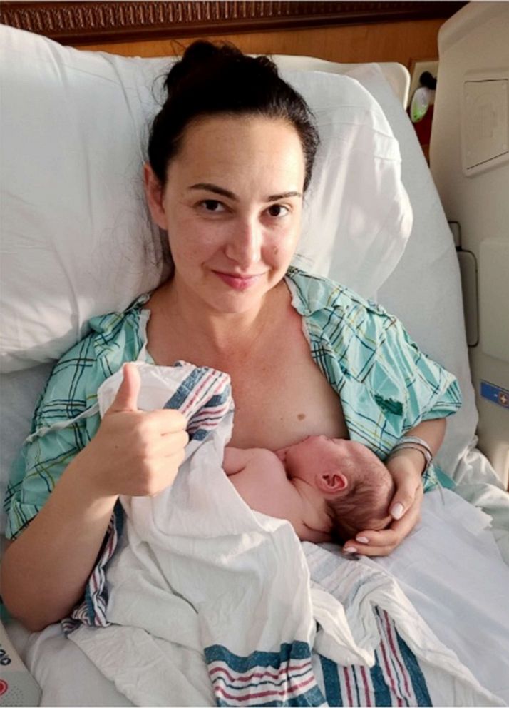 PHOTO: Emily Geller Hardman breastfeeds her newborn daughter Rosemary Claire in an undated photo.