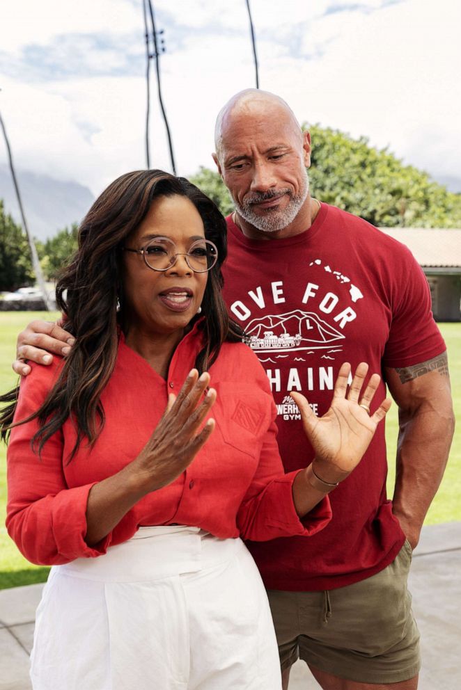 PHOTO: Oprah Winfrey and Dwayne Johnson Launch the "People’s Fund of Maui" to provide assistance to those devastated by the Maui wildfire.