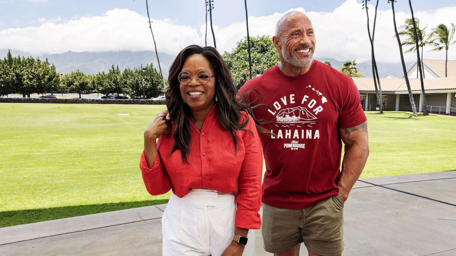 PHOTO: Oprah Winfrey and Dwayne Johnson Launch the "People’s Fund of Maui" to provide assistance to those devastated by the Maui wildfire.