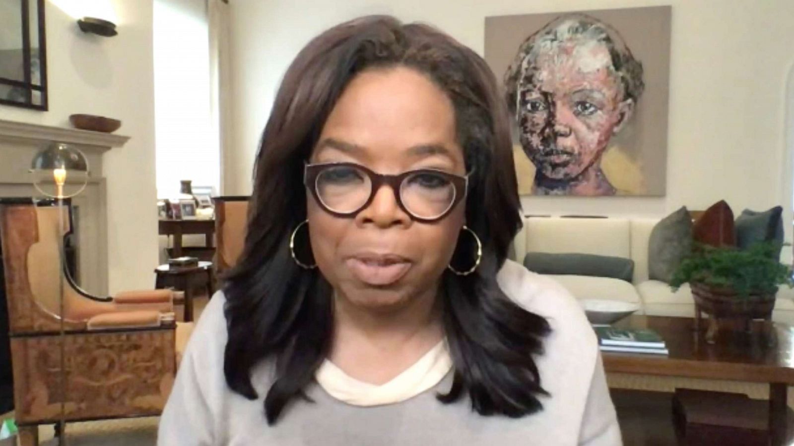 PHOTO: Oprah Winfrey speaks with "Good Morning America," on coronavirus's impact on black America, April 14, 2020.