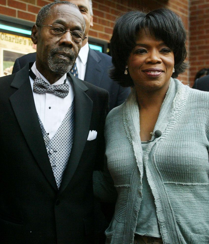PHOTO: Vernon Winfrey and daughter Oprah Winfrey arrive at the opening of "Charlie's War" at the Nashville Film Festival, on May 2, 2003, in Nashville, Tenn.