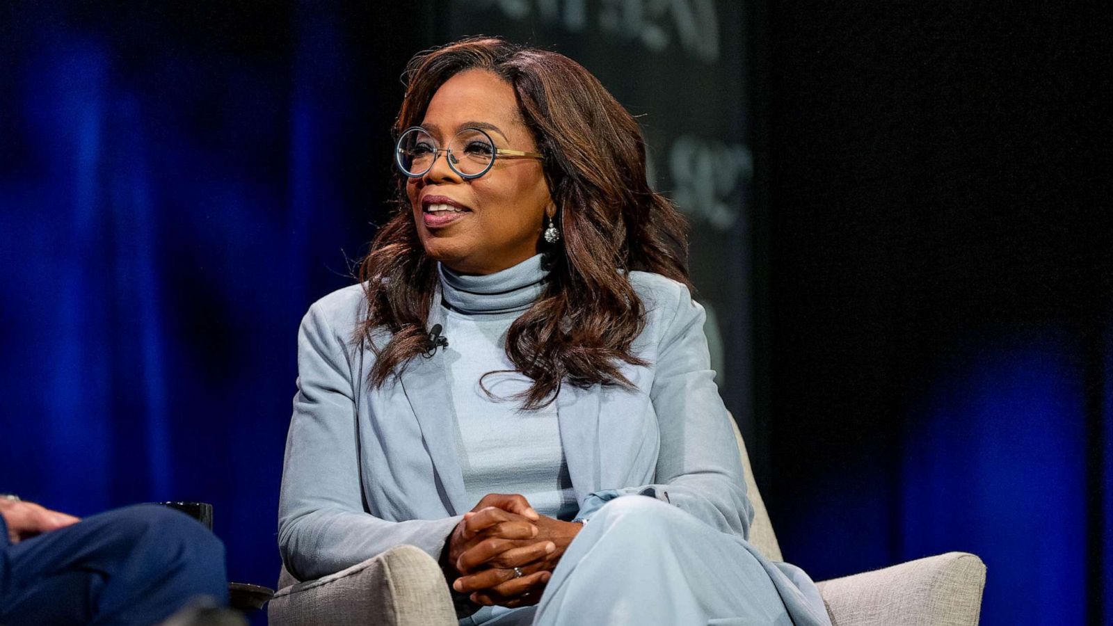 PHOTO: Oprah Winfrey with George Stephanopoulos and Arthur C. Brooks discuss "Build The Life You Want" at The 92nd Street Y, New York on Sept. 12, 2023 in New York City.