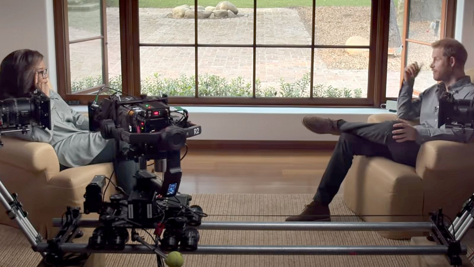 PHOTO: Prince Harry sits with Oprah Winfrey in their new Apple+ series "The Me You Can't See" where they join forces to guide honest discussions about mental health. The series will air on May 21, 2021 on Apple TV+.