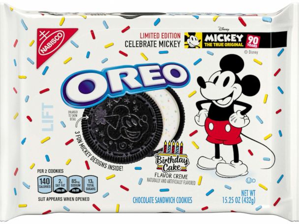 New Birthday Cake Flavored Oreos Celebrate Mickey Mouse S 90th Birthday Abc News