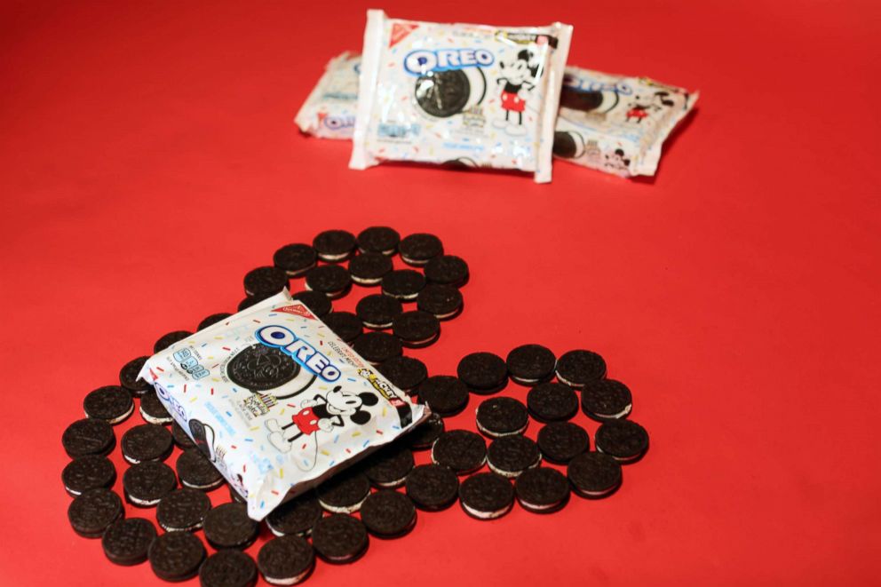 PHOTO: The Mickey Mouse birthday cake Oreos have three different designs in honor of Mickey's 90th anniversary. 