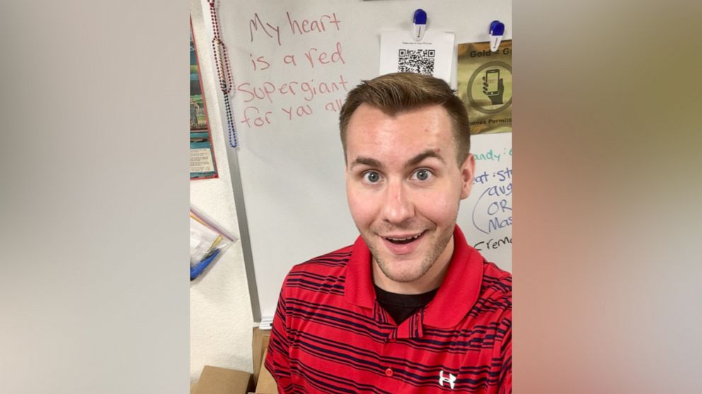PHOTO: Nick Orr, a high school science teacher, poses in his classroom in Nevada.
