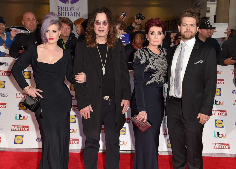 PHOTO: Kelly Osbourne, Ozzy Osbourne, Sharon Osbourne and Jack Osbourne attend the Pride of Britain awards, Sept. 28, 2015, in London.